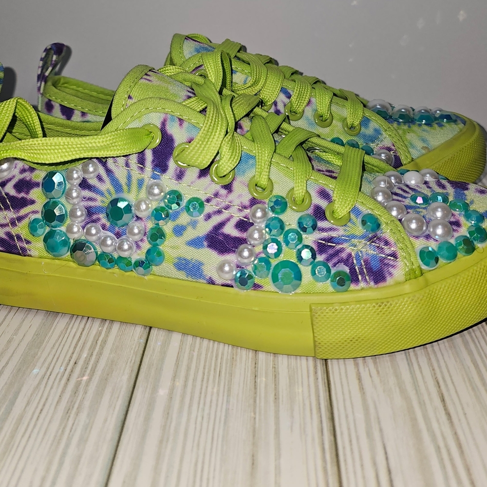 Vibrant Tie-Dye Sneakers with Beads
